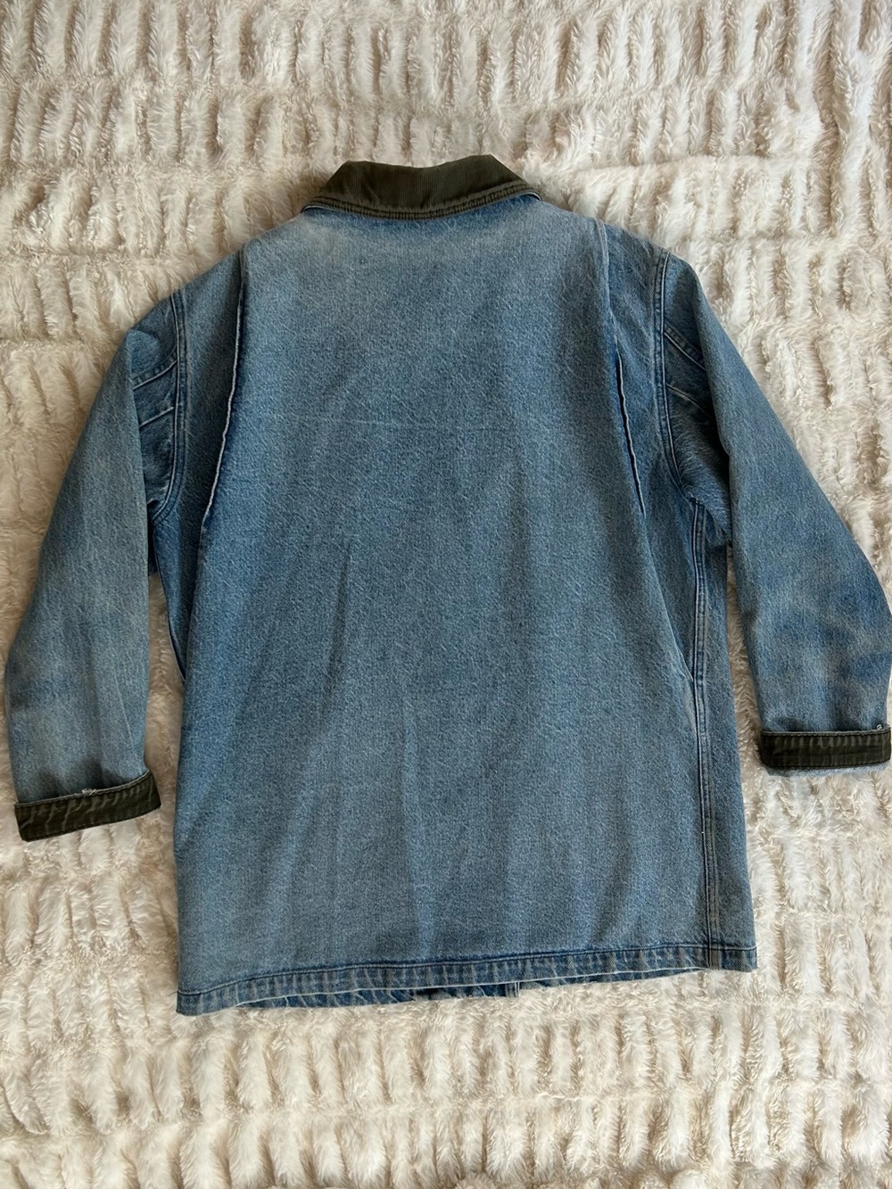 Made in USA LL Bean Vintage Chore Coat Barn Jacket Denim - Picture 12 of 13